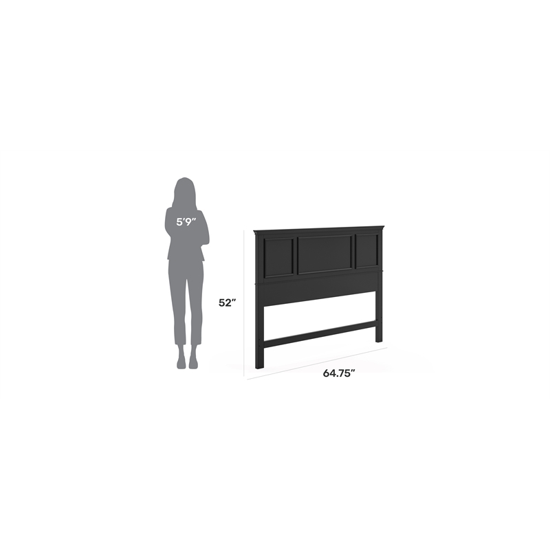 Pemberly Row Traditional Wood Full Queen Panel Headboard in Black