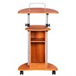 Pemberly Row Sit-to-Stand Rolling Laptop Cart with Storage in Wood Grain