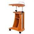 Pemberly Row Sit-to-Stand Rolling Laptop Cart with Storage in Wood Grain
