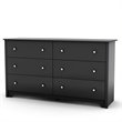 Pemberly Row 6 Drawer Double Dresser in Pure Black Finish