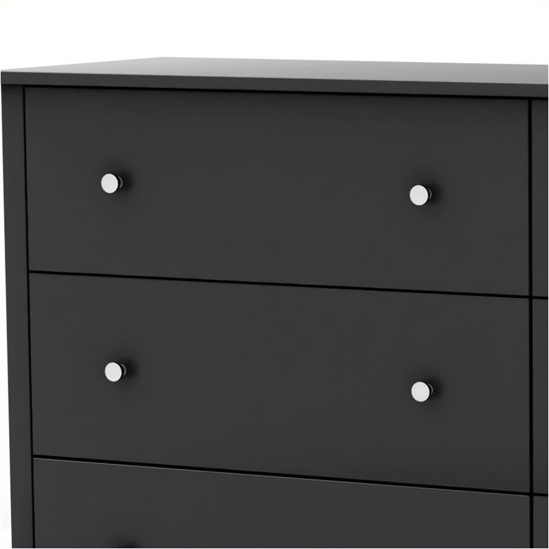 Pemberly Row 6 Drawer Double Dresser in Pure Black Finish