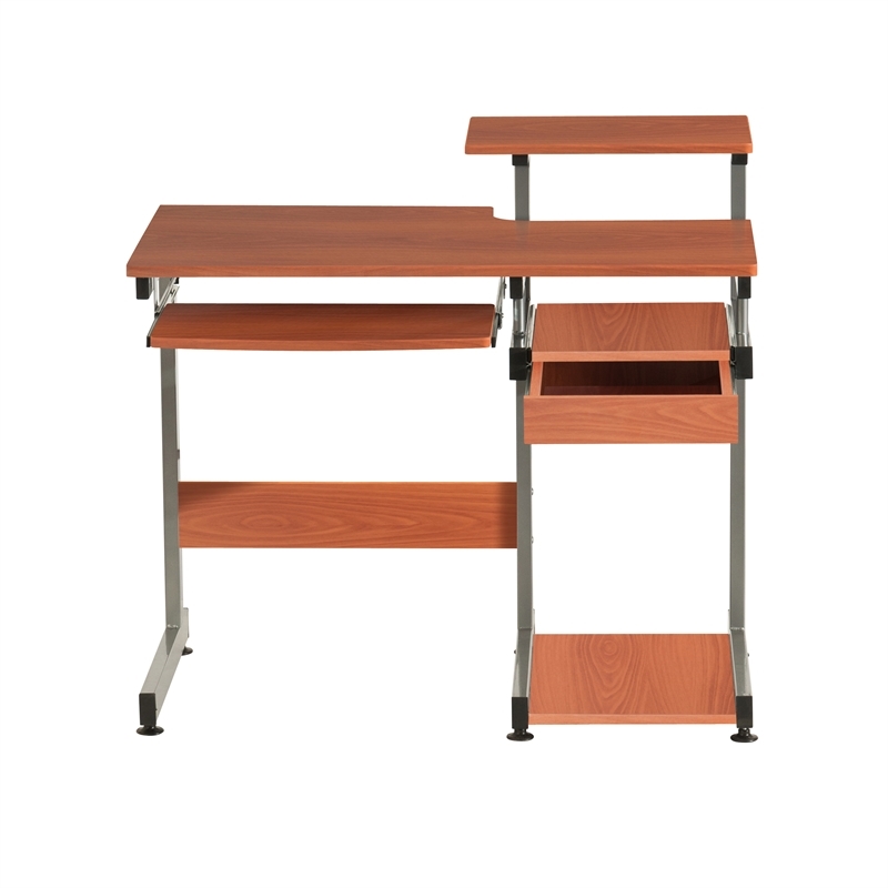 Pemberly Row Contemporary Wood/Steel Computer Desk in Mahogany
