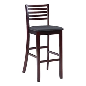Pemberly Row 31&quot Wood & Faux Leather Bar Stool in Dark Merlot/Black