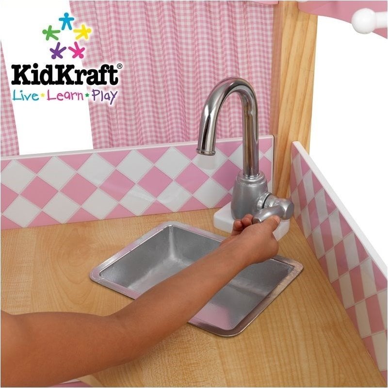 Pemberly Row Plastic Grand Gourmet Corner Kitchen with Metal Accessories