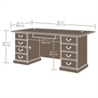 Pemberly Row Transitional Wood Large Executive Desk in Classic Cherry