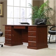 Pemberly Row Transitional Wood Large Executive Desk in Classic Cherry