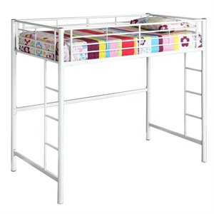 pemberly row metal twin loft bunk bed in white finish