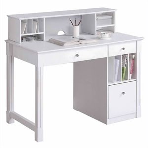 pemberly row deluxe solid wood desk with hutch in white