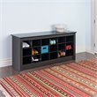 Pemberly Row 18 Cubby Shoe Storage Bench in Black
