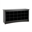 Pemberly Row 18 Cubby Shoe Storage Bench in Black