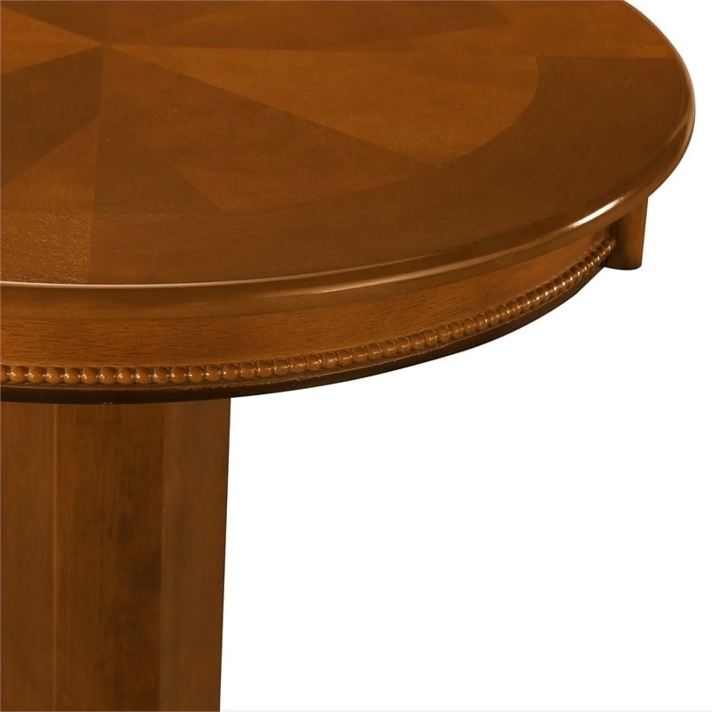 Pemberly Row Traditional Hardwood & Veneers Pedestal Pub Table in Cherry