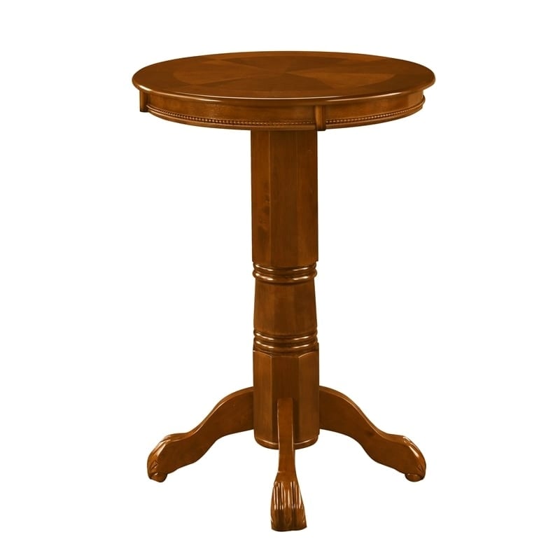 Pemberly Row Traditional Hardwood & Veneers Pedestal Pub Table in Cherry