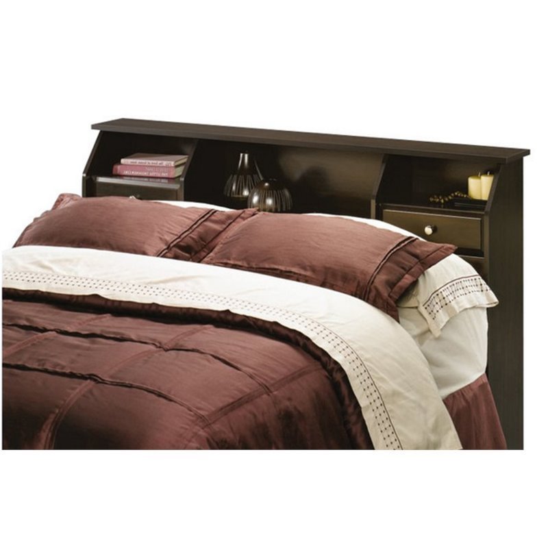 Pemberly Row Full Queen Bookcase Headboard in Espresso PR284025