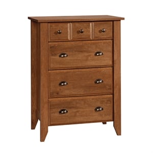 Pemberly Row 4-Drawer Transitional Engineered Wood Chest in Oiled Oak