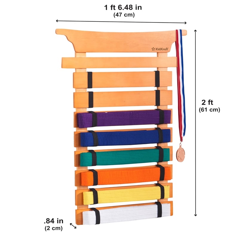 Pemberly Row Birch Wood and Ply Wood Kids Martial Arts Belt Holder