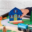 Pemberly Row 2-in-1 Activity Table with Lego and Train Set in Espresso