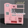 Pemberly Row Vintage Play Kitchen Pink with Stainless Steel Fixtures & Ice Maker