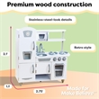 Pemberly Row Wood White Vintage Play Kitchen in Multi-Color Finish