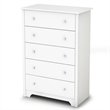 Pemberly Row 5 Drawer Chest in Pure White Finish