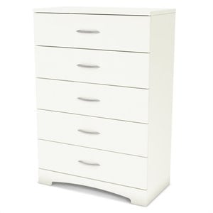 Pemberly Row 5 Drawer Chest in Pure White Finish