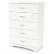 Pemberly Row 5 Drawer Chest in Pure White Finish