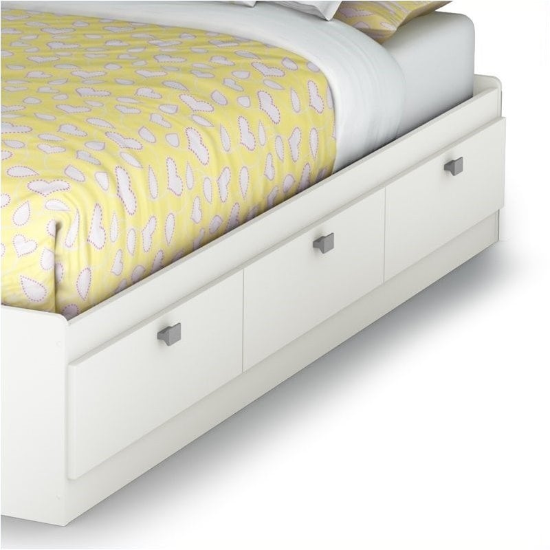 Pemberly Row Particleboard Twin Mates Platform Storage Bed in Pure White
