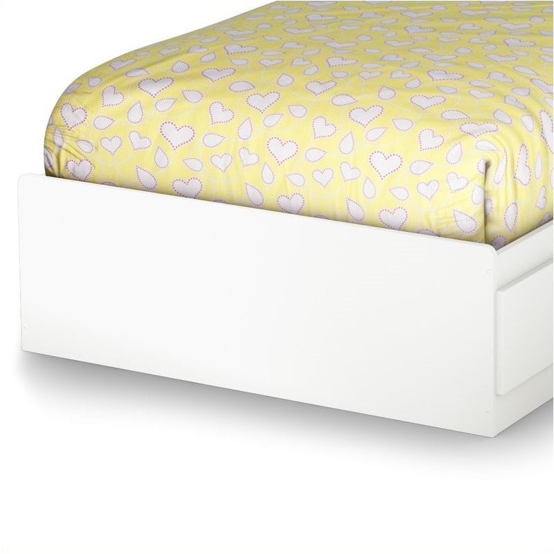Pemberly Row Particleboard Twin Mates Platform Storage Bed in Pure White