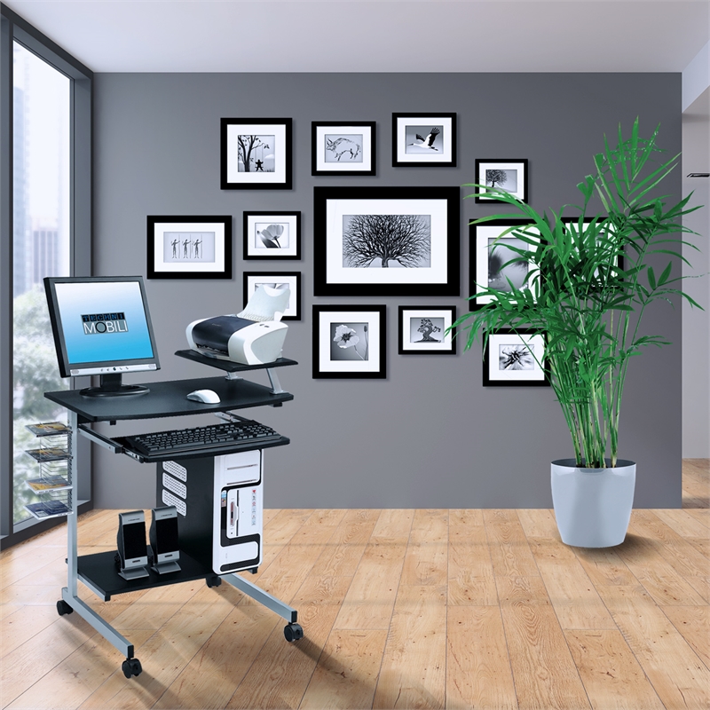 Pemberly Row Wood Top Computer Work Station in Graphite