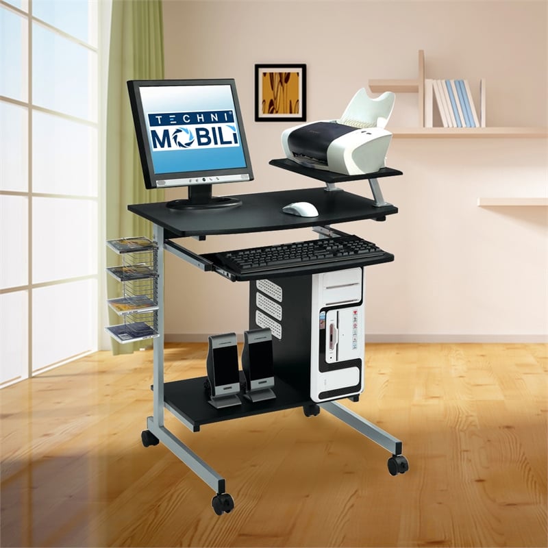 Pemberly Row Wood Top Computer Work Station in Graphite