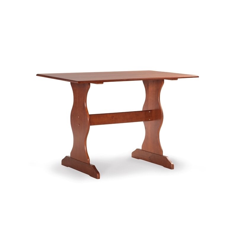 Pemberly Row Wood Breakfast Corner Nook Table Set in Walnut Brown