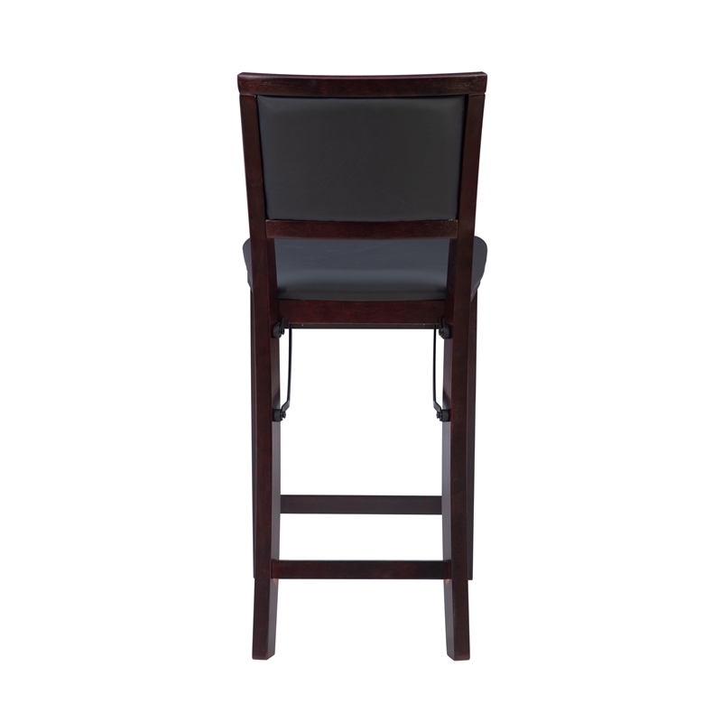 Pemberly Row Wood Bar Stool Chair in Merlot - Square Seat & Footrest & Backrest