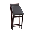 Pemberly Row Wood Bar Stool Chair in Merlot - Square Seat & Footrest & Backrest