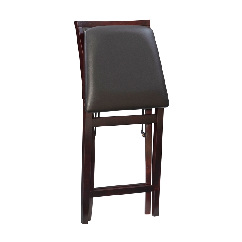 Pemberly Row Wood Bar Stool Chair in Merlot - Square Seat & Footrest & Backrest