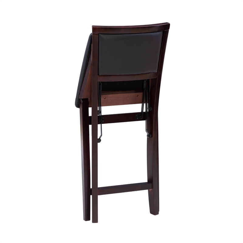 Pemberly Row Wood Bar Stool Chair in Merlot - Square Seat & Footrest & Backrest