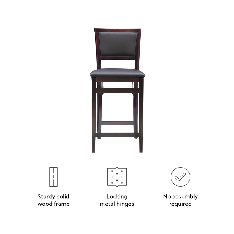 Pemberly Row Wood Bar Stool Chair in Merlot - Square Seat & Footrest & Backrest