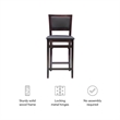 Pemberly Row Wood Bar Stool Chair in Merlot - Square Seat & Footrest & Backrest