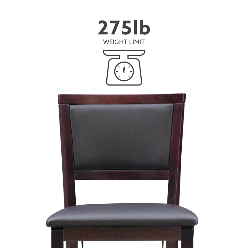 Pemberly Row Wood Bar Stool Chair in Merlot - Square Seat & Footrest & Backrest