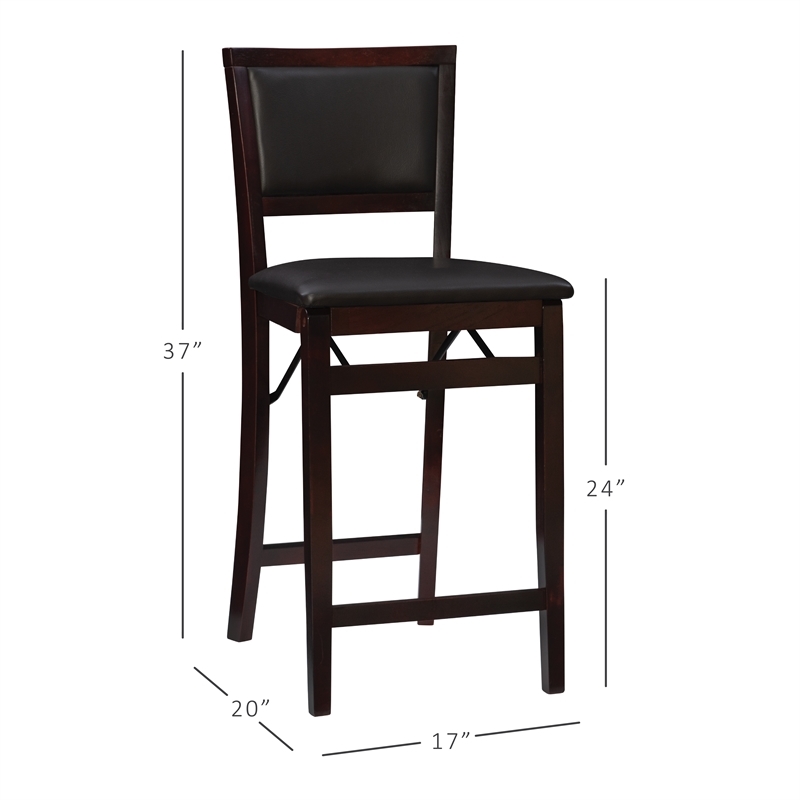 Pemberly Row Wood Bar Stool Chair in Merlot - Square Seat & Footrest & Backrest
