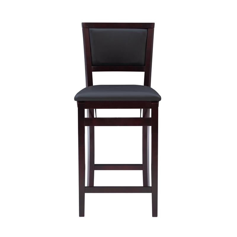 Pemberly Row Wood Bar Stool Chair in Merlot - Square Seat & Footrest & Backrest