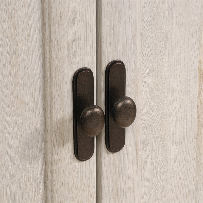 Pemberly Row 2-Door Wood Utility Stand in Distressed Estate Black