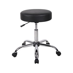 Pemberly Row 20.5&quot Vinyl Easy Movement Caressoft Doctor's Stool in Black