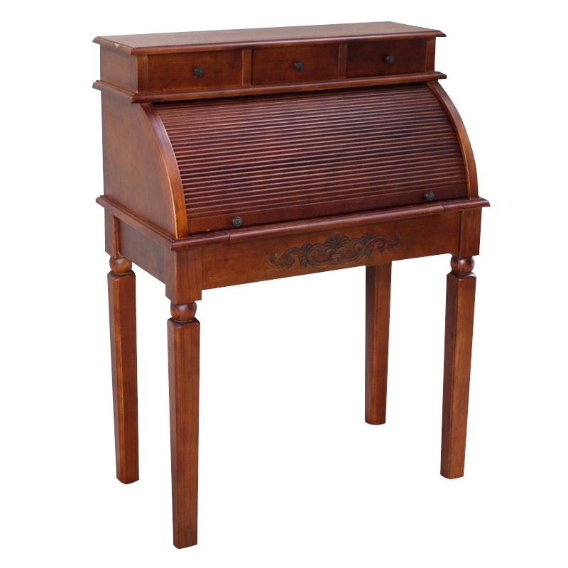 Pemberly Row Roll Top Desk in Dual Walnut Stain