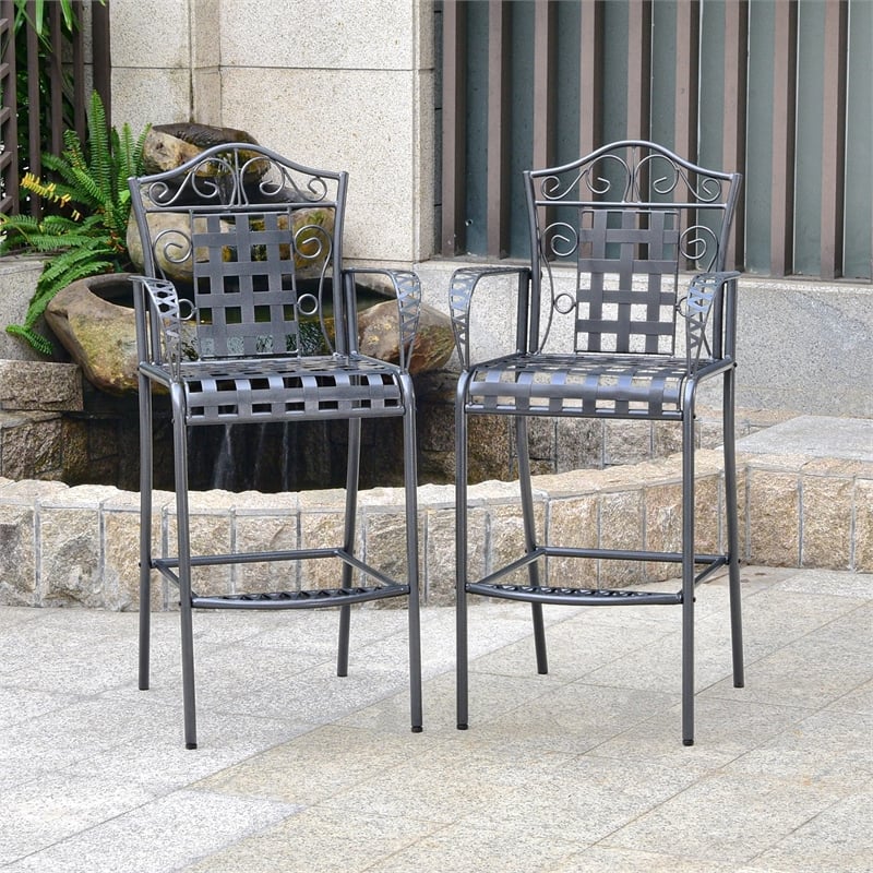 Pemberly Row 3-Piece Iron Patio Bar-height Bistro Set