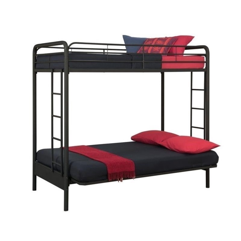 Pemberly Row Twin over Convertible Futon Sofa Bunk Bed in Black