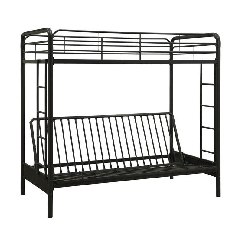Pemberly Row Twin over Convertible Futon Sofa Bunk Bed in Black