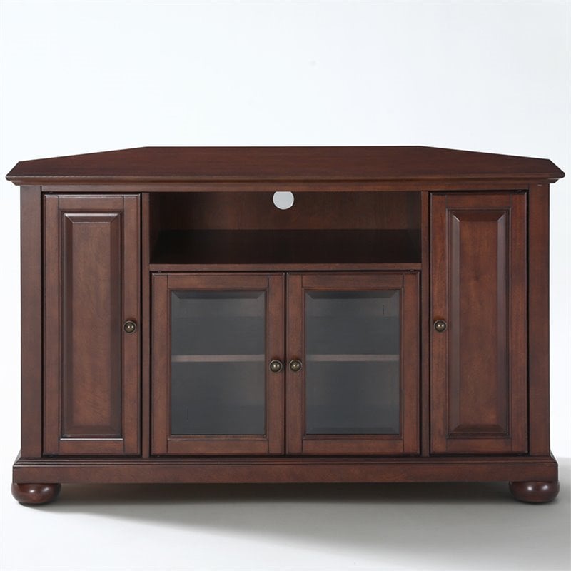 Pemberly Row Traditional Wood Corner TV Stand for TVs up to 47.75