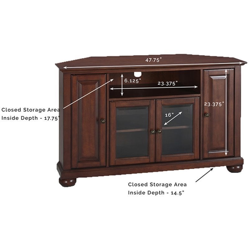 Pemberly Row Traditional Wood Corner TV Stand for TVs up to 47.75