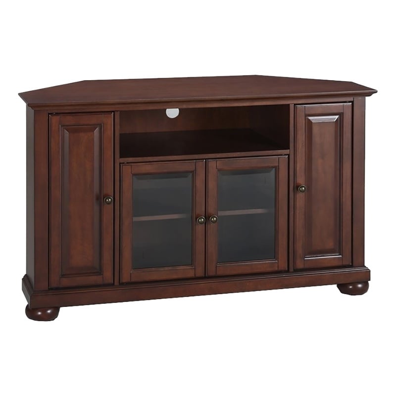 Pemberly Row Traditional Wood Corner TV Stand for TVs up to 47.75