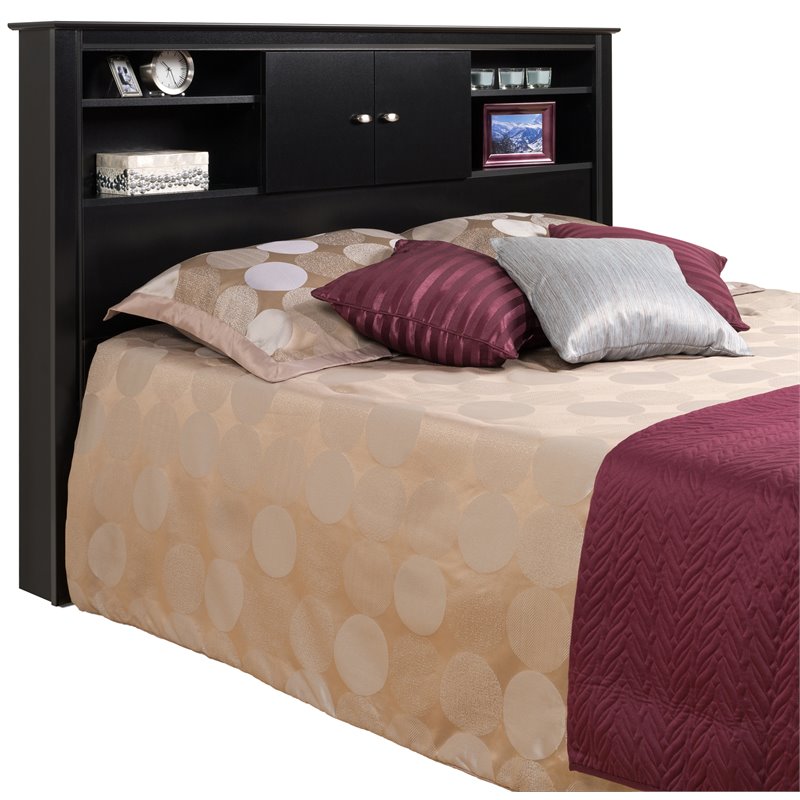 Pemberly Row Full Queen Bookcase Headboard in Black Finish Cymax Business