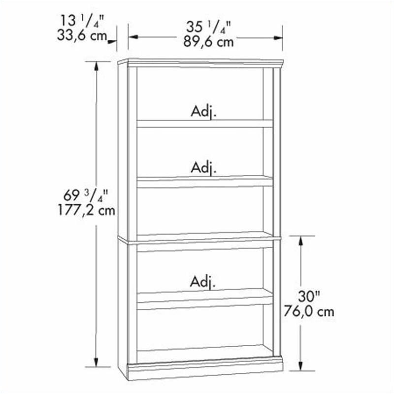 Pemberly Row Traditional Engineered Wood 5-Shelf Bookcase in Oiled Oak